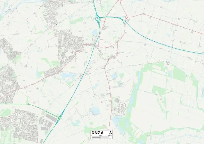 Gerahmter Druck : Doncaster DN7 6 Karte Gerahmter Druck : Doncaster DN7 6 Karte