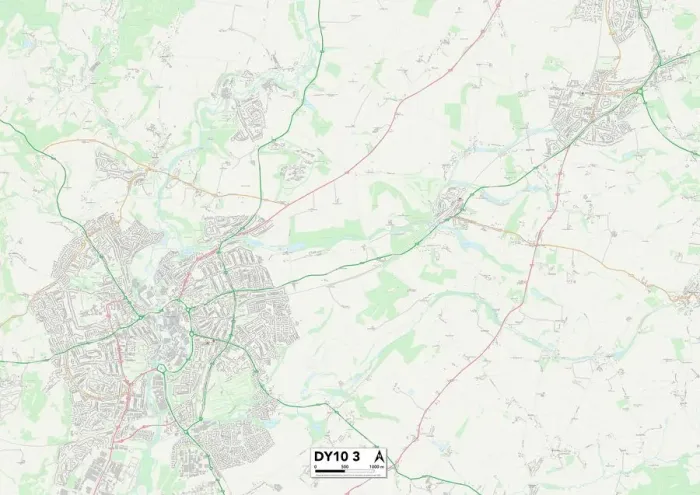 Gerahmter Druck : Wyre Wald DY10 3 Karte Gerahmter Druck : Wyre Wald DY10 3 Karte