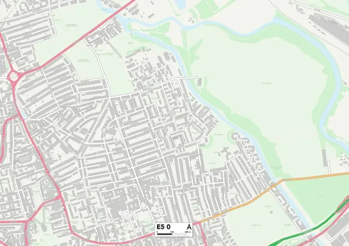 Gerahmter Druck : Hackney E5 0 Karte Gerahmter Druck : Hackney E5 0 Karte