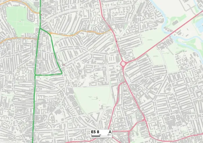 Gerahmter Druck : Hackney E5 8 Karte Gerahmter Druck : Hackney E5 8 Karte
