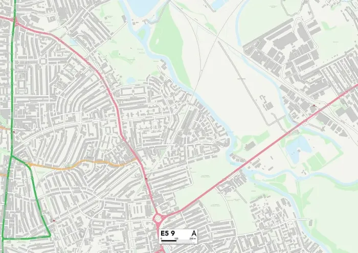 Gerahmter Druck : Hackney E5 9 Karte Gerahmter Druck : Hackney E5 9 Karte