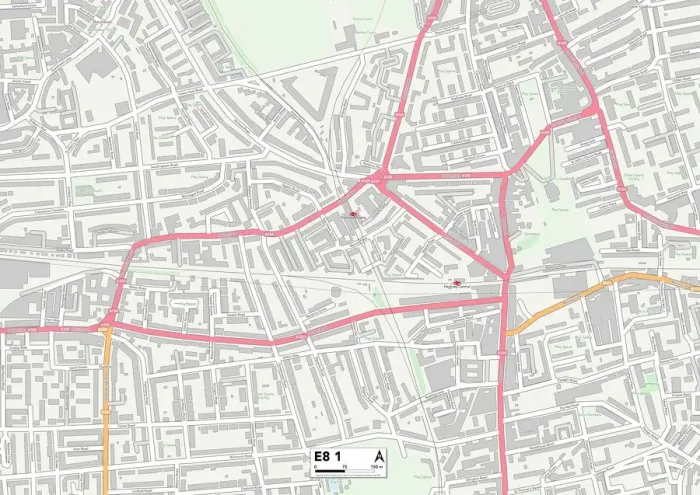 Gerahmter Druck : Hackney E8 1 Karte Gerahmter Druck : Hackney E8 1 Karte