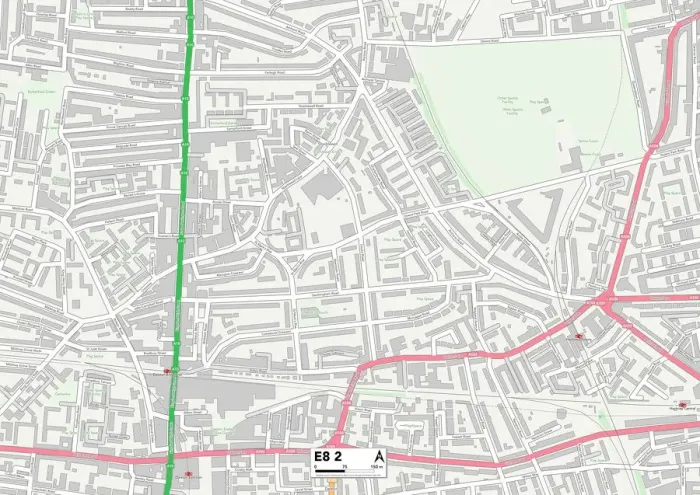 Gerahmter Druck : Hackney E8 2 Karte Gerahmter Druck : Hackney E8 2 Karte