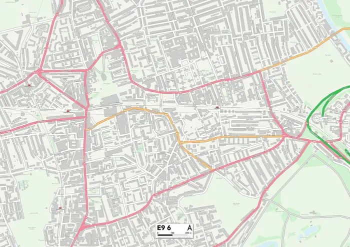 Gerahmter Druck : Hackney E9 Karte Gerahmter Druck : Hackney E9 Karte