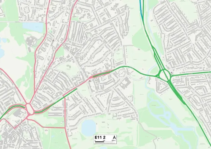 Gerahmter Druck : Waltham Forest, E11 2 Karte Gerahmter Druck : Waltham Forest, E11 2 Karte