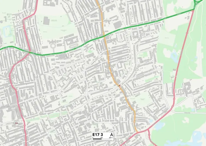 Gerahmter Druck : Waltham Forest, E17, Karte Gerahmter Druck : Waltham Forest, E17, Karte