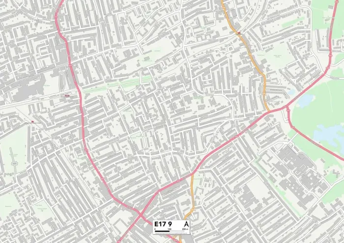 Gerahmter Druck : Waltham Forest, E17 9 Karte