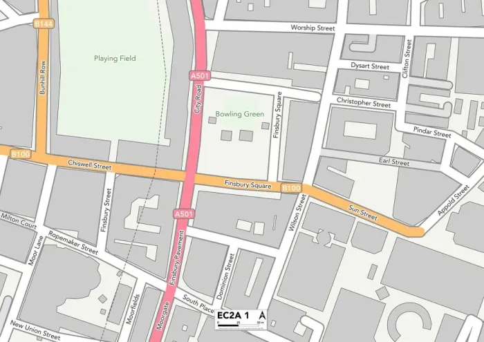 Gerahmter Druck : Hackney EC2A 1 Karte