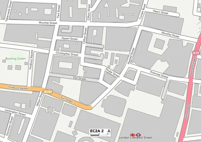 Gerahmter Druck : Hackney EC2A 2 Karte Gerahmter Druck : Hackney EC2A 2 Karte