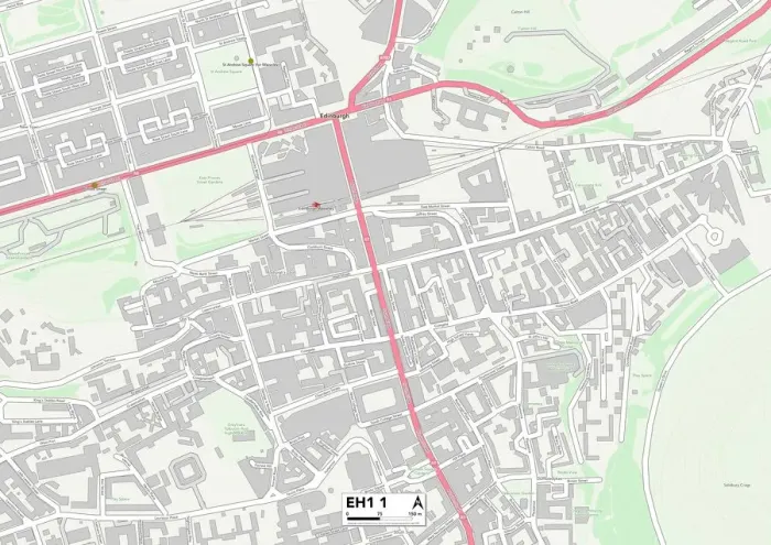 Gerahmter Druck : Edinburgh EH1 1 Karte Gerahmter Druck : Edinburgh EH1 1 Karte