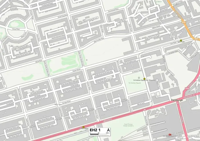 Gerahmter Druck : Edinburgh EH2 1 Karte Gerahmter Druck : Edinburgh EH2 1 Karte