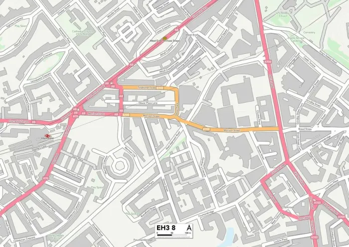 Gerahmter Druck : Edinburgh EH3 8 Karte
