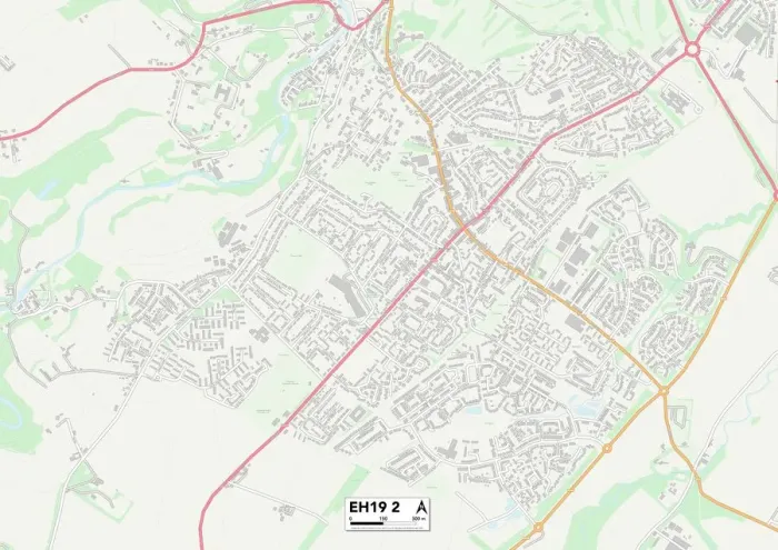 Gerahmter Druck : Midlothien EH19 2 Karte