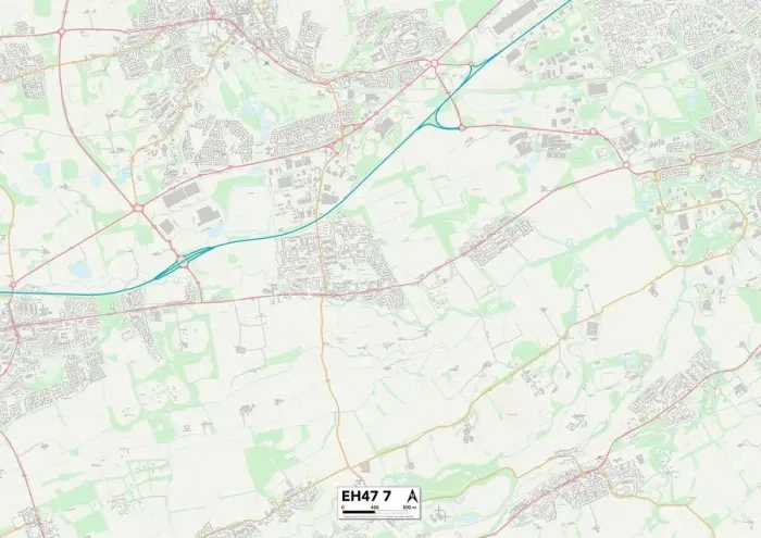Gerahmter Druck : Westlothien EH47 7 Karte Gerahmter Druck : Westlothien EH47 7 Karte