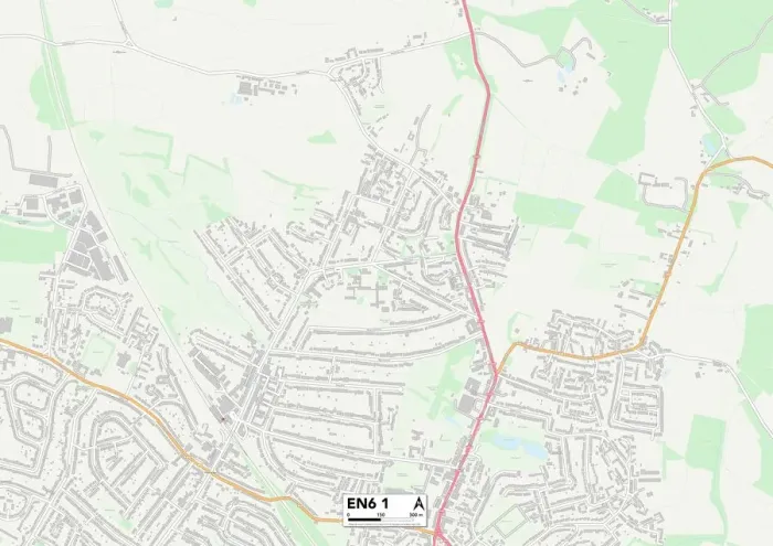 Gerahmter Druck : Hertsmere EN6 1 Karte Gerahmter Druck : Hertsmere EN6 1 Karte