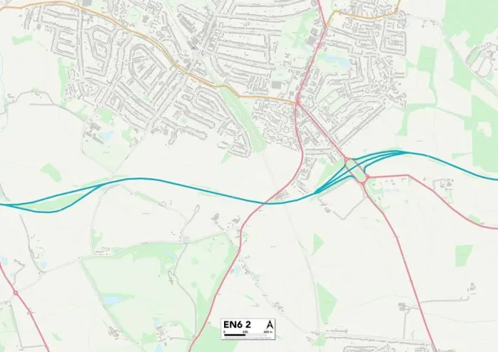 Gerahmter Druck : Hertsmere EN6 2 Karte Gerahmter Druck : Hertsmere EN6 2 Karte