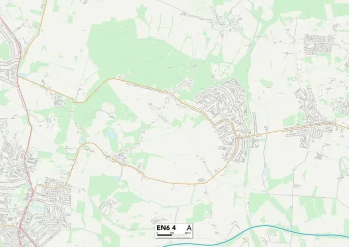 Gerahmter Druck : Hertsmere EN6 4 Karte Gerahmter Druck : Hertsmere EN6 4 Karte