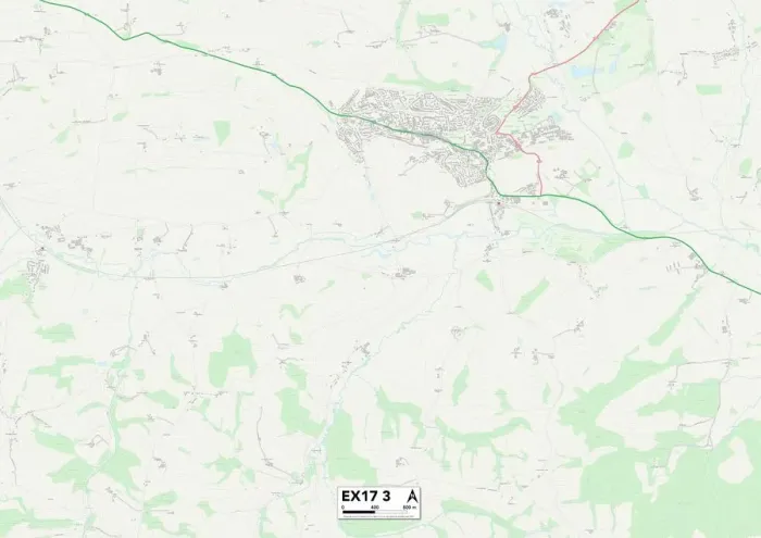 Gerahmter Druck : Mitteldevon Exeter EX17 3 Karte Gerahmter Druck : Mitteldevon Exeter EX17 3 Karte