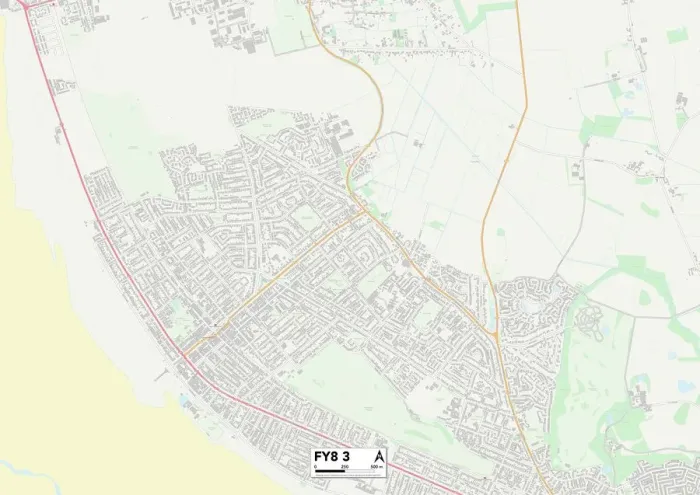 Gerahmter Druck : Fylde FY8 3 Karte Gerahmter Druck : Fylde FY8 3 Karte