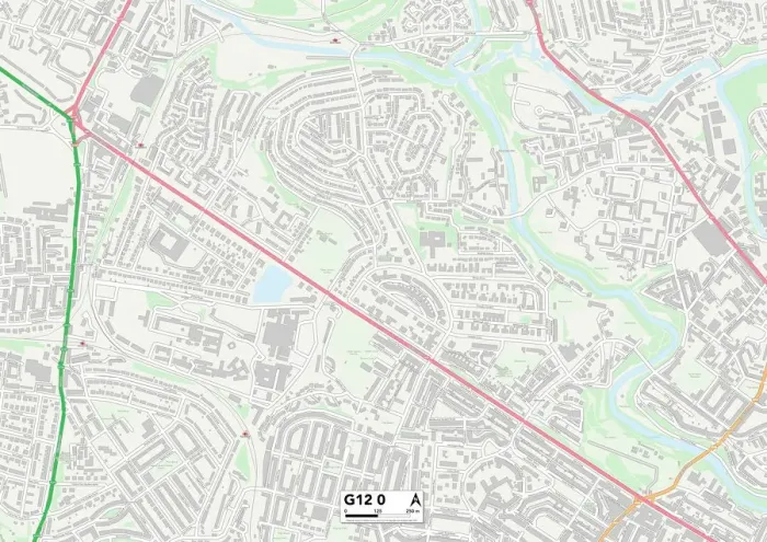 Gerahmter Druck : Glasgow, G12-Map