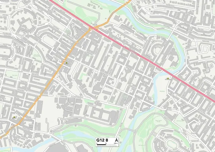 Gerahmter Druck : Glasgow, G12-Map Gerahmter Druck : Glasgow, G12-Map