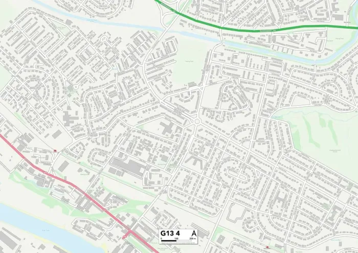 Gerahmter Druck : Glasgow G13 4 Karte