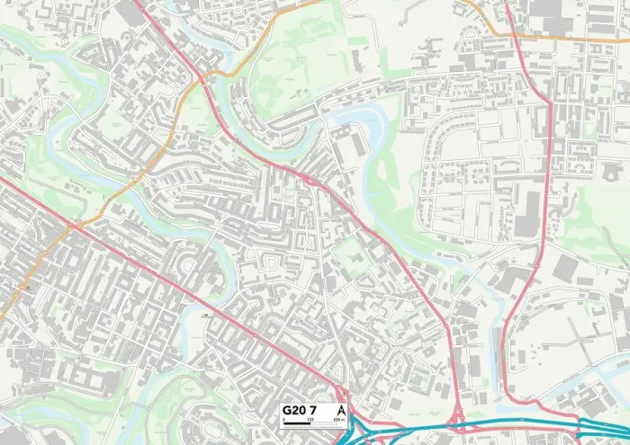 Gerahmter Druck : Glasgow, G20-Map Gerahmter Druck : Glasgow, G20-Map