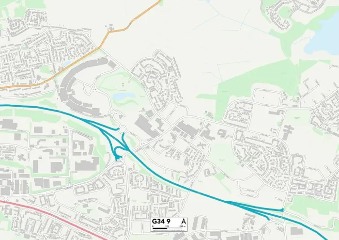 Gerahmter Druck : Glasgow, G34 9 Karte
