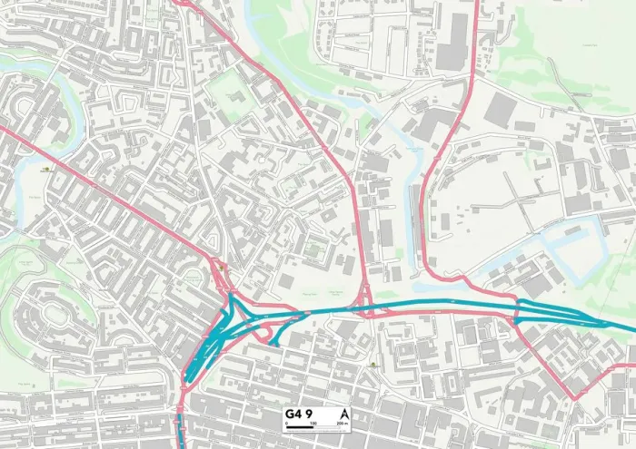 Gerahmter Druck : Glasgow G4 9 Karte Gerahmter Druck : Glasgow G4 9 Karte