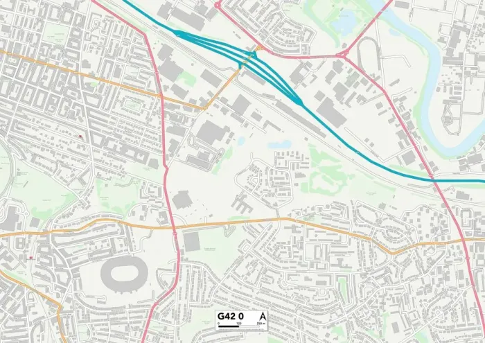 Gerahmter Druck : Glasgow, G42, Karte Gerahmter Druck : Glasgow, G42, Karte