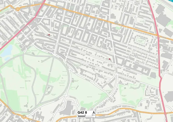 Gerahmter Druck : Glasgow, G42 8 Karte