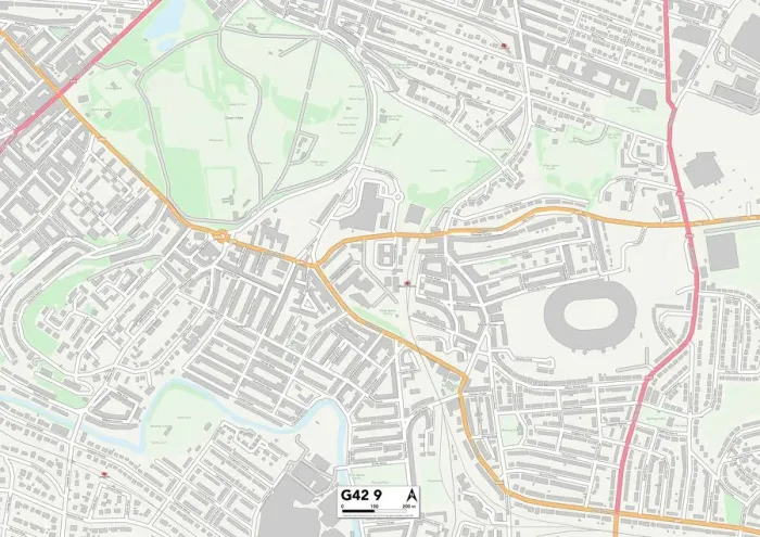 Gerahmter Druck : Glasgow, G42 9 Karte Gerahmter Druck : Glasgow, G42 9 Karte