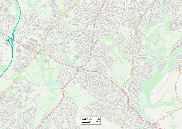 Gerahmter Druck : Glasgow, G46 6 Karte Gerahmter Druck : Glasgow, G46 6 Karte