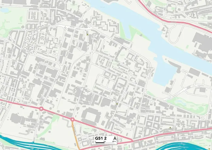 Gerahmter Druck : Glasgow G51 2 Karte Gerahmter Druck : Glasgow G51 2 Karte