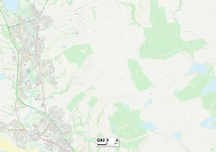 Gerahmter Druck : West Dunbartonshire, G82-3-Karte Gerahmter Druck : West Dunbartonshire, G82-3-Karte