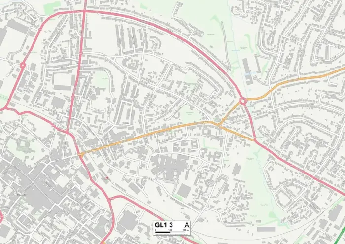 Gerahmter Druck : Gloucester GL1 3 Karte Gerahmter Druck : Gloucester GL1 3 Karte