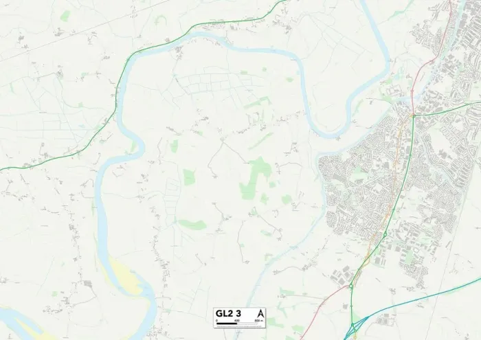 Gerahmter Druck : Gloucester GL2 3 Karte Gerahmter Druck : Gloucester GL2 3 Karte