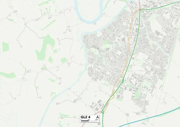 Gerahmter Druck : Gloucester GL2 4 Karte Gerahmter Druck : Gloucester GL2 4 Karte