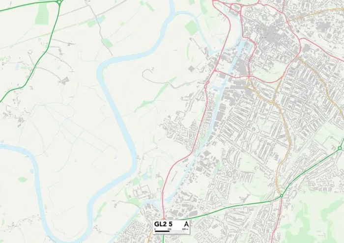 Gerahmter Druck : Gloucester GL2 5 Karte Gerahmter Druck : Gloucester GL2 5 Karte