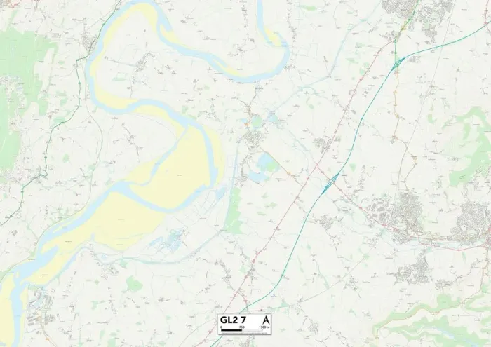 Gerahmter Druck : Gloucester GL2 7 Karte Gerahmter Druck : Gloucester GL2 7 Karte