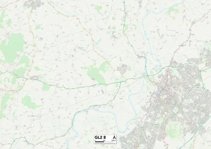Gerahmter Druck : Gloucester GL2 8 Karte Gerahmter Druck : Gloucester GL2 8 Karte