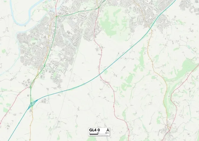 Gerahmter Druck : Gloucester GL4 0 Karte Gerahmter Druck : Gloucester GL4 0 Karte