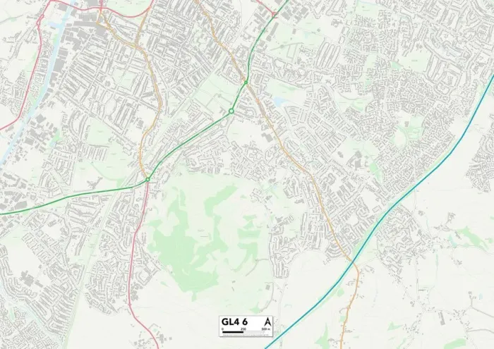 Gerahmter Druck : Gloucester GL4 6 Karte Gerahmter Druck : Gloucester GL4 6 Karte