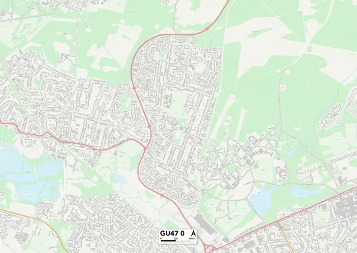 Gerahmter Druck : Bracknells Wald GU47 0 Karte