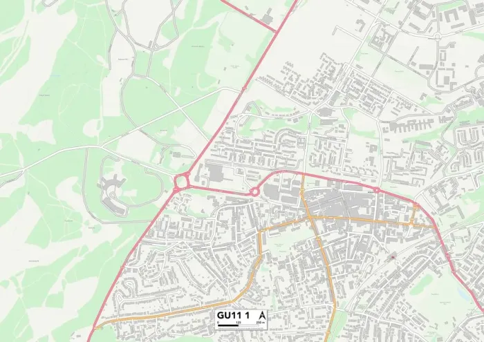 Gerahmter Druck : Rushmoor GU11 1 Karte Gerahmter Druck : Rushmoor GU11 1 Karte