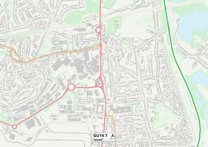 Gerahmter Druck : Rushmoor GU14 7 Karte Gerahmter Druck : Rushmoor GU14 7 Karte