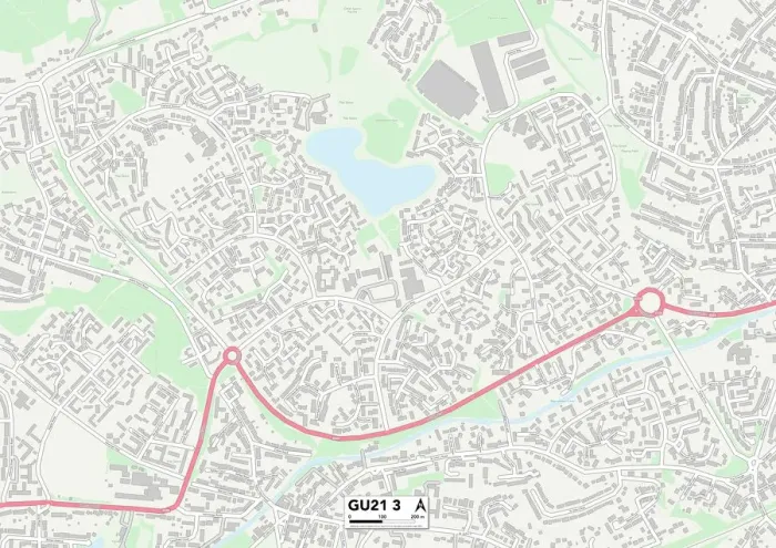 Gerahmter Druck : Woking GU21 3 Karte