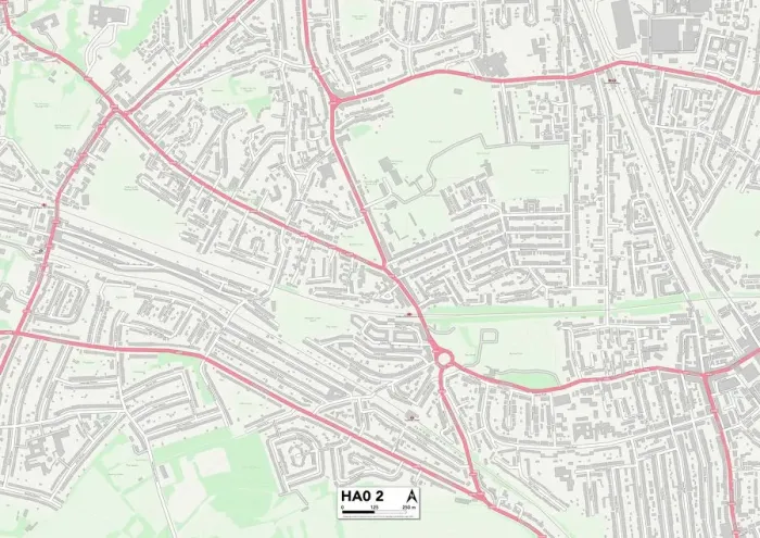 Gerahmter Druck : Harrow HA0 2 Karte Gerahmter Druck : Harrow HA0 2 Karte