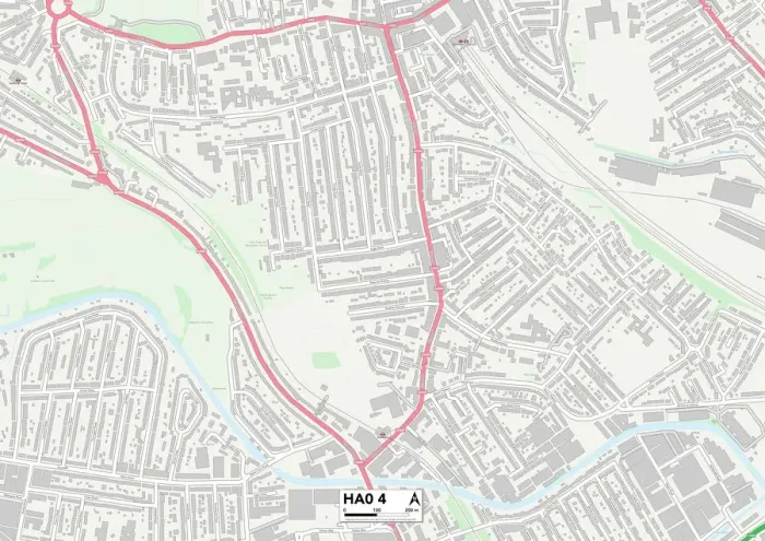 Gerahmter Druck : Harrow HA0 4 Karte Gerahmter Druck : Harrow HA0 4 Karte