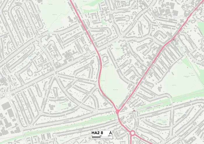 Gerahmter Druck : Harrow HA2 8 Karte Gerahmter Druck : Harrow HA2 8 Karte